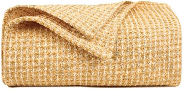BSB HOME 100% Pure Cotton Thermal Blanket Breathable, Soft Waffle, Cozy & Skin Friendly All Season for Bed & Sofa Indoor andOutdoor Single Bed Blanket | Dohar (Colour-Yellow, 152 x 228 Cm)