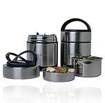 Thermal Double Wall Vacuum Stainless Steel Lunch Food Containers, Food Flask, Soup Thermos for Hot Food Adults, 68 oz 3 Tier Wide Mouth, Food Jar, Leak-Proof Lid, Keeps Food Hot for 8 Hours