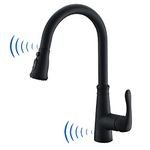 GEOATON Sensor touchless Kitchen Sink Taps Automatic Sensor Kitchen Sink Mixer Faucet with Pull-Down Sprayer Single Lever Swivel Spout Matte Black…