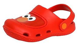 Sesame Street Boy's Elmo Clog with Molded Backstrap, Red Face, 7-8