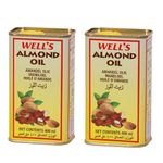 Wells Almond Oil Packed and Imported from Spain 400ML (Pack of 2) | Sweet Almond Oil for Body, Skin & Hair | Natural Almond Oil | Helps Enhance Memory | for Baby, Beauty & Skin Massage