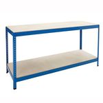 BiGDUG Industrial Heavy Duty Workbench - 180w x 90h x 60d cm - 300kg Load Per level UDL - 2 Level Garage Workbench - Hard Wearing Chipboard Workstation