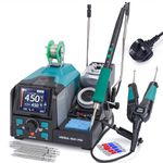YIHUA 982D-I PRO 2 in 1 Precision Microsoldering Iron Hot Tweezers Soldering Station with 10 Tip Cartridges, Individual Operating Interfaces, Dual Holder, Auto Temp Calibration, 4 Pre-Set Channels