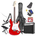 Max GigKit Red Electric Guitar Starter Pack - Complete Set for Beginners, Ideal Beginner Electric Guitars, Includes Amp, Footstand & Guitar Stand for Aspiring Musicians