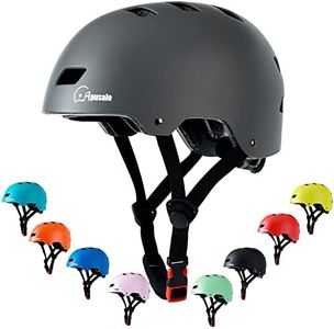 Apusale Bike Skateboard Helmet, Adjustable and Multi-Sport for Skate Scooter, 3 Sizes for Adult Youth Kids Toddler (Gray)