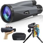 Andmars Zoom 10-30x60 High Power HD Monocular for Adults. Waterproof Telescope with Leather case, Metal Body, Phone Adapter and Tripod. FMC Coated & BAK4 Prism. for Birding Hiking Hunting. (Grey)