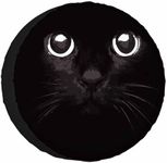 Black Cat Spare Tire Cover for RV Trailer Cat with Glowing Eyes in The Dark Wheel Protectors Weatherproof Polyester Tire Case for All Cars SUV Camper Travel 15 inch