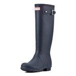 HUNTER Womens Original Tall Back Adjustable Snow Rain Boot, Blue, 8 US