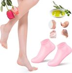 SHYAM EXPORT Silicone Socks for Women - Moisturizing Foot Socks, Soft Gel Aloe Socks, Spa Pedicure Socks for Repairing Dry Feet, Cracked Heels, and Softening Rough Skin and Calluses (Pink)