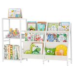 Jnancun Kids Bookshelf and Toy Storage, 6 Sling Children Bookcase for Playroom, Bedroom,Living Room,Nursery (White)