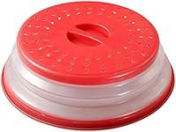 Collapsible Microwave Food Plate Cover-Vented-BPA Free-Food Grade Silicone Lid (Red)