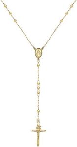 Carissima Gold Women's 9ct Yellow Gold Diamond Cut Rosary Necklace - 71cm/28', Yellow Gold, Diamond