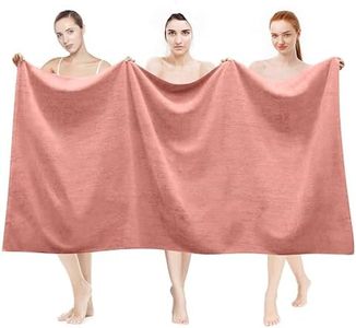 LINENOVA 2 Pack Large Bath Towels 90x180cm, 100% Cotton 550GSM Bath Sheet Soft Absorbent Quick Dry Extra Large Jumbo Beach Towels Set for Bathroom Spa, Hotel - Coral
