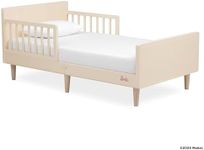 Evolur Barbie Los Altos Toddler Bed in Vanilla Cream, JPMA Certified, with Two Wooden Safety Side Rails & Low to Floor Design