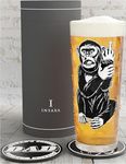 Father's Day Gifts Dad Gifts - Cheeky Monkey Dad Beer Glass (1 Pint/580ml) and 2 Silicone Coasters - Dad Birthday Gifts for Dad Christmas Gifts for Dad Presents for Dad Fathers Day Gift Cider Glass