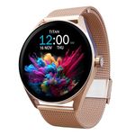 Titan Crest 1.43” AMOLED Smart Watch with BT Calling, AI Morning Briefs, Functional Crown, Health Tracking, Aluminium Body, 100+ Sports Modes, Smartwatch for Men and Women - Rose Gold Mesh Strap