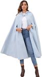 Gihuo Cape Poncho Women's Hooded Maxi Cloak Coat Winter Warm Long Cloak Cosplay Costumes Outerwear (LightBlue, One Size)