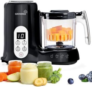 GROWNSY Baby Food Maker with Steam Basket, One Step Baby Food Processor Steamer Puree Blender Grinder Mills Machine, Auto Cooking Grinding and Sterili-zing for Healthy Homemade Baby Food, Blcak