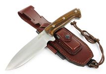 JEO-TEC Nº39 Full Tang Bushcraft Survival Hunting Camping Knife, MOVA Stainless Steel 14,5 cm Fixed Blade, Sheath with Firesteel, Handmade in Spain