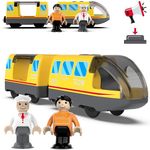 TOPLIVING Battery Operated Locomotive Train (Magnetic Connection) - Powerful Motor Train Compatible with Thomas, Brio, Chuggington - Toddler Toy - Yellow