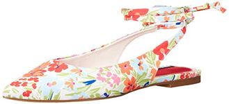 NINE WEST Women's Bop Ballet Flat, White Floral, 7.5 UK