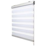 Sol Royal Zebra Blind 100x160cm SolDecor DK9 – Day & Night Blind No Drill Roller Blind + Clamping Carrier & Double Chain – White