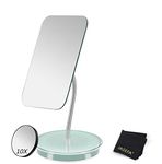 Jasefa Desk Makeup Mirror with 1x/10x Magnification,360° Rotation Flexible Gooseneck Mirror with Stand,Tabletop Cosmetic Mirror,Good for Shower Shaving Traveling-Green