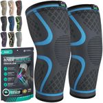 MODVEL 2 Pack Knee Braces for Men & Women Knee Compression Sleeves for Weightlifting - Knee Brace for Plus Size and Joint Pain