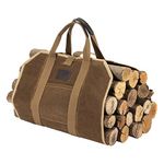 BHD Firewood Fireplace Carrier Logs Tote Holder 20 oz Waxed Canvas Sturdy Bag with Handles for Camping Indoor Outdoor