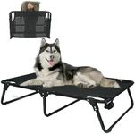 M JJYPET Elevated Raised Dog Bed Cot with Breathable Mesh,Folding No Assembly, Indoor/Outdoor Travel Outside Cooling Camping Dog Beds Pet Hammock for Large Dogs, Black