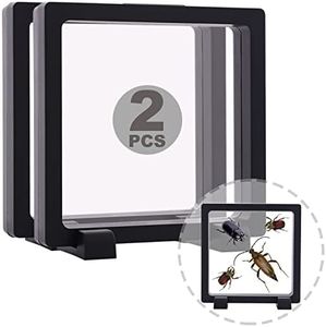 2 Set 7.1 Inch 3D Floating Display Frame Case for Jewelry, YITOU Challenge Coin Display Frame Display Stands Case Holder for Fossil, Rock, Gemstones, Megladon Tooth, Specimens, Floating Frame Case
