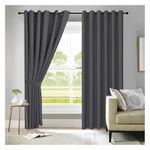 APEX FURNISHINGS Blackout Curtains for Bedroom – Super soft Thermal Insulated Eyelet Curtains & Drapes for Window Treatments 2 panels Charcoal 90 x 108 Inch