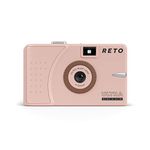 RETO Ultra Wide and Slim 35mm Reusable Daylight Film Camera - 22mm Wide Lens, Focus Free, Light Weight, Easy to Use (Pastel Pink)