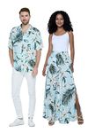 Matchable Couple Hawaiian Luau Shirt in Wispy Cereus Light Blue, Men, XL