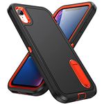 IDweel for iPhone XR Case,Black for iPhone XR Case with Kickstand for Men, Heavy Duty Protection Shockproof Anti-Scratch Slim Fit Protective Sturdy Case Hard Cover for iPhone XR 6.1",Black/Orange