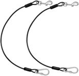 Pawaboo Chew-Proof Dog Car Seat Belt, 2 Pack 26" Heavy Duty Steel Cable Leash Extender with 360° Swivel Clip & Locking Carabiner, Coated Wire Safety Restraint for Vehicle Travel – Black