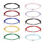 Roontin 10Pcs Friendship Bracelets for Women - Heart Rope Bracelets Handmade String Rope Adjustable Distance Matching Bracelet Jewelry Gift for Best Friends Lover Couple Girls