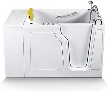 Energy Tubs Walk-in Bathtub 28 in. x 52 in. Luxury Whirlpool Massage and Faucet Set (White) (Right Drain)