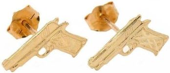 14k Gold Semi-Automatic Handgun Earrings 7mm