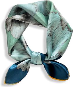Weximil 100% Mulberry Silk Neck Scarf - 21'' x 21'' Lightweight Neckerchief - Women Men Small Square Digital Printed Scarves Gift Packed 072