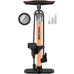 Hycline Bike Floor Pump with Gauge - Bicycle Pump with Both Presta and Schrader, Bike Pump for all Bikes, Foot Pump for Car Tyres, Road Mountain Bikes & Balls