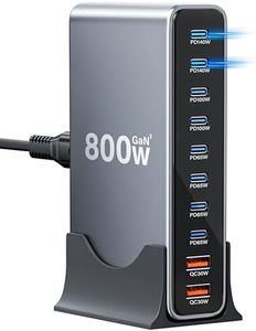Aerostralia 800W USB C Charging Station - 140W USBC Fast Charger, 10Port GaN Charger 100W 65W 30W, Multi USB Charger Compatible with MacBook Pro16, Laptop, iPad, iPhone 16/15, Samsung Galaxy S25