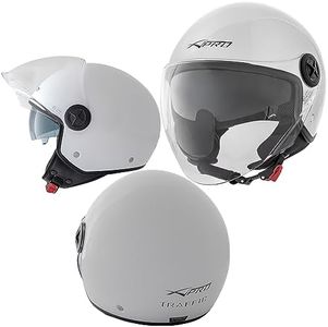 Open Face Jet Helmet Motorbike Scooter Duuble Visor Inner Sun White L