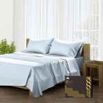 Mayfair Linen 100% Egyptian Cotton Queen Size Sheet Set - 1000 Thread Count Sateen Weave - 4Pc Set - Ultra Luxury Bed Sheets - Extra Deep Pocket, Easy Snug Fit - Silky Soft & Thick Cotton - Light Blue