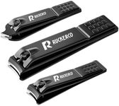 R RUCKERCO Nail clippers set black matte stainless steel 3 pcs nail clippers &slant edg Toenail Clipper Cutter .The best nail clipper gift for men and women