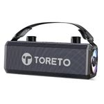 Toreto Grove Wireless Bluetooth Speaker 40W with Dual Wireless Karaoke MIc | Voice Changing Feature | Deep Bass I USB I TWS I AUX I Outdoor Speaker with Carrying Strap Daynamic Light | (Black)