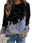 Fuyxxmer Christmas Trees Sweatshirt for Women Merry Christmas Graphic Shirt Xmas Pullover Tops