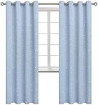 BGment Star Room Darkening Curtains for Kids Bedroom - Grommet Thermal Insulated Silver Star Print Kids Curtains for Living Room, Set of 2 Panels, Baby Blue, 52 x 95 Inch