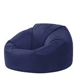 Bean Bag Bazaar Classic Bean Bag Chair, Navy Blue, Large Indoor Outdoor Bean Bags for Adults, Water Resistant Lounge or Garden Beanbag, Adult Gaming Bean Bag Chairs with Filling Included