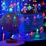 Fielegen 16.4FT 30 LED Children's Room LED String Light Astronaut Spaceship Rocket Pendants Outer Space Theme Holiday Lights for Nursery Kids Room Decor Birthday Party or Garden Patio Christmas Decor